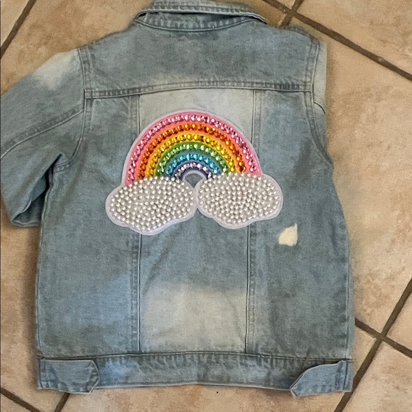 Lola + The Boys Rainbow Pearl Denim Jacket 8 - Picture 6 of 6